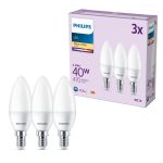 Lot 3x Philips Ampoule LED E14 Bougie Dépolie 5W 470lm - 827 Blanc Très Chaud